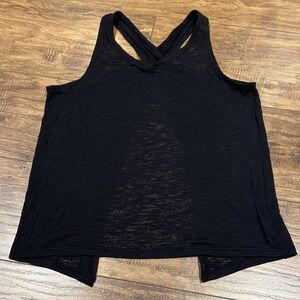 Ivivva by Lululemon lightweight black open back tank top size 6